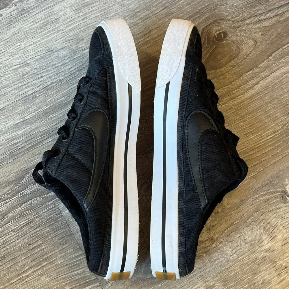 Nike Court Legacy Mule Slip On Lace Up Sneakers Black Canvas‎ Womens 6